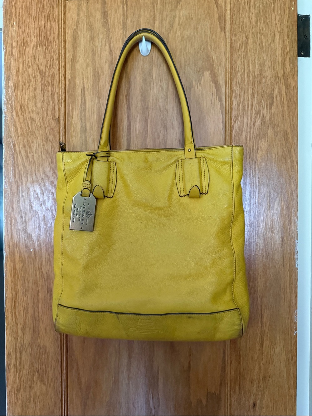 Ralph Lauren Grande Amarillo Canario Cuero Suave Handbag